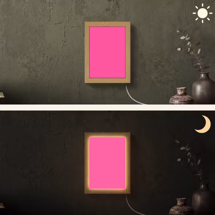 Electric - Magenta - Roze Light Box met kabel (Wandlamp) klein 929 -sfeer3