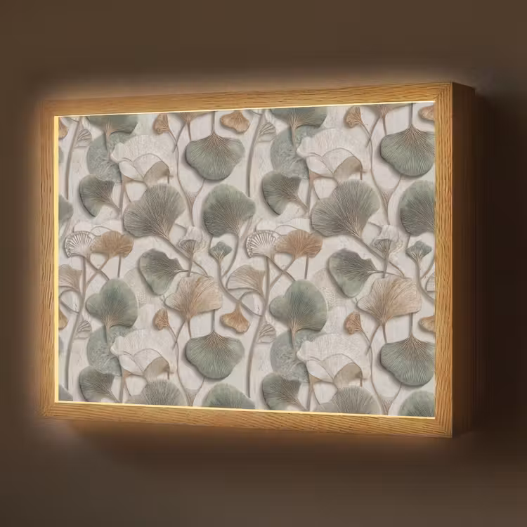 Elegant - Bladeren - Groen Light Box met batterij (Wandlamp) middel 907 -z3d_website
