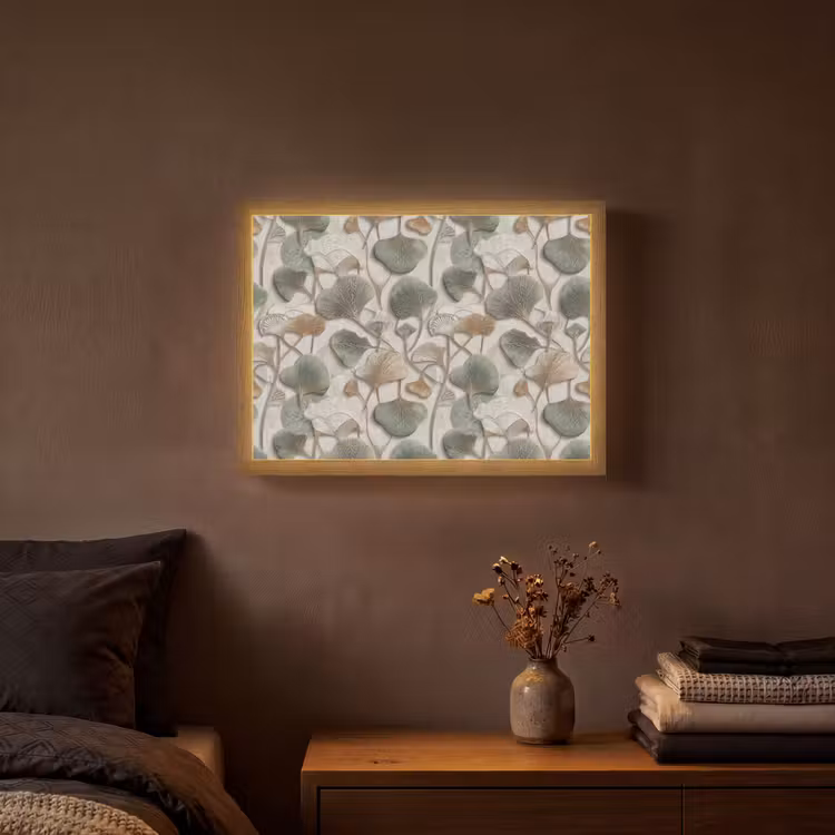 Elegant - Bladeren - Groen Light Box met batterij (Wandlamp) middel 907 -sfeer4