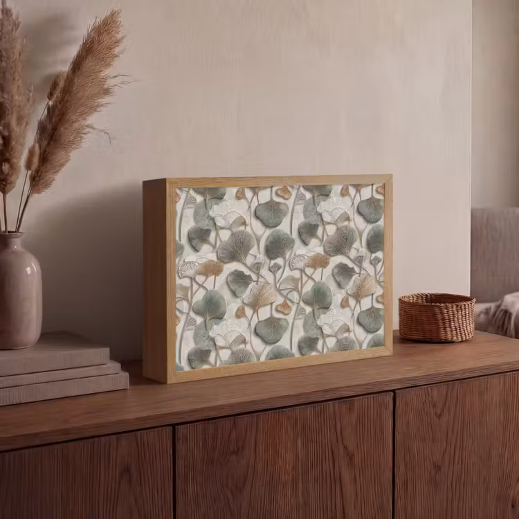 Elegant - Bladeren - Groen Light Box met batterij (Wandlamp) middel 907 -sfeer2