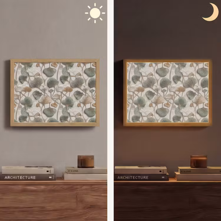 Elegant - Bladeren - Groen Light Box met batterij (Wandlamp) middel 907 -sfeer3