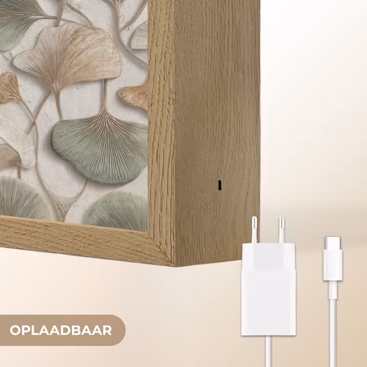 Elegant - Bladeren - Groen Light Box met batterij (Wandlamp) middel 907 -USP_websiteoplaadbaarNL