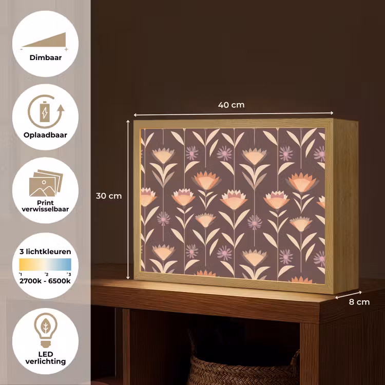 Elegant - Retro - Bruin Light Box met batterij (Wandlamp) middel 907 -USP_websiteoverzichtNL