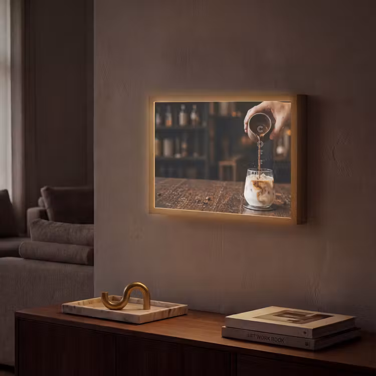 Espresso - Melk - Café Light Box met batterij (Wandlamp) middel -sfeer1