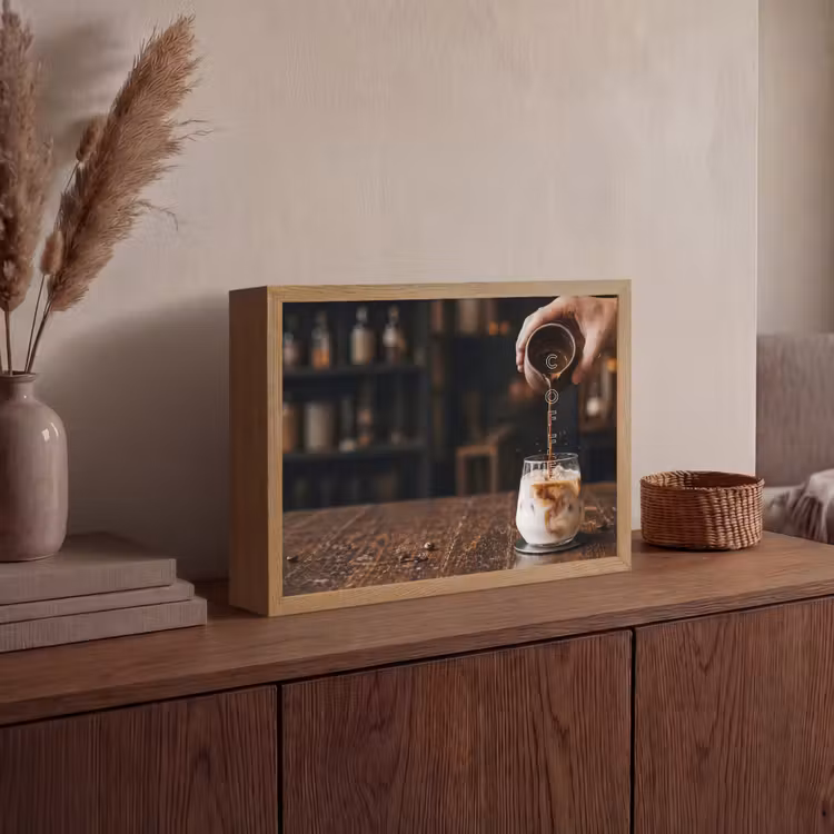 Espresso - Melk - Café Light Box met batterij (Wandlamp) middel -sfeer2