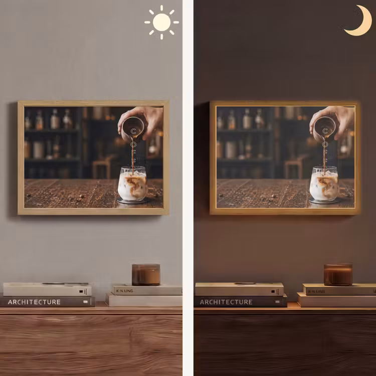 Espresso - Melk - Café Light Box met batterij (Wandlamp) middel -sfeer3