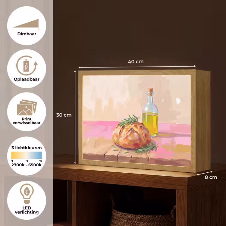Eten - Brood - Olijfolie - Abstract - Keuken Light Box met batterij (Wandlamp) middel -USP_websiteoverzichtNL
