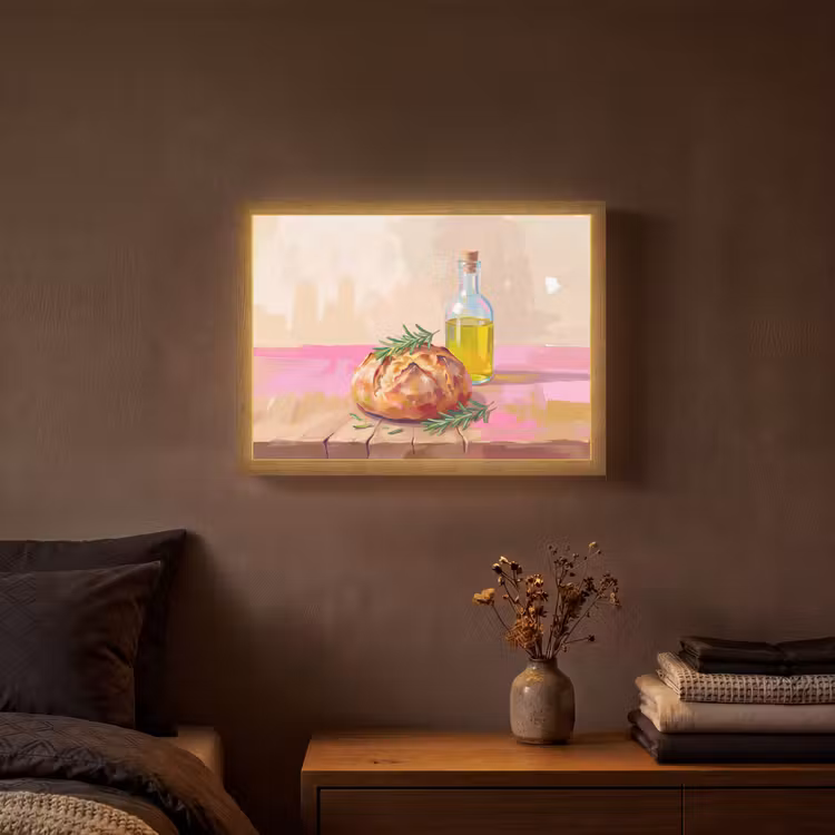 Eten - Brood - Olijfolie - Abstract - Keuken Light Box met batterij (Wandlamp) middel -sfeer4