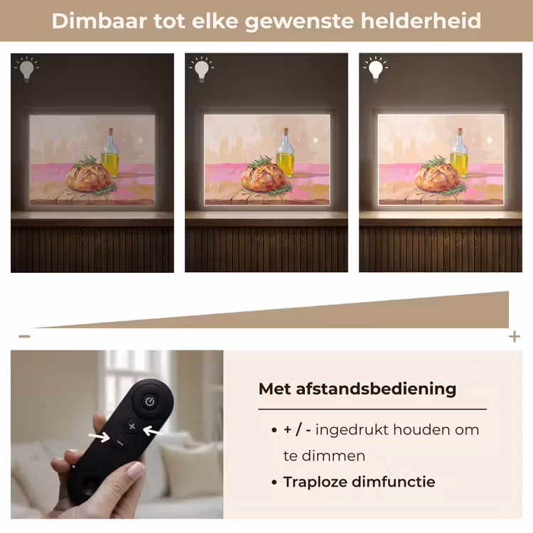 Eten - Brood - Olijfolie - Abstract - Keuken Light Box met batterij (Wandlamp) middel -USP_dimbaarNL