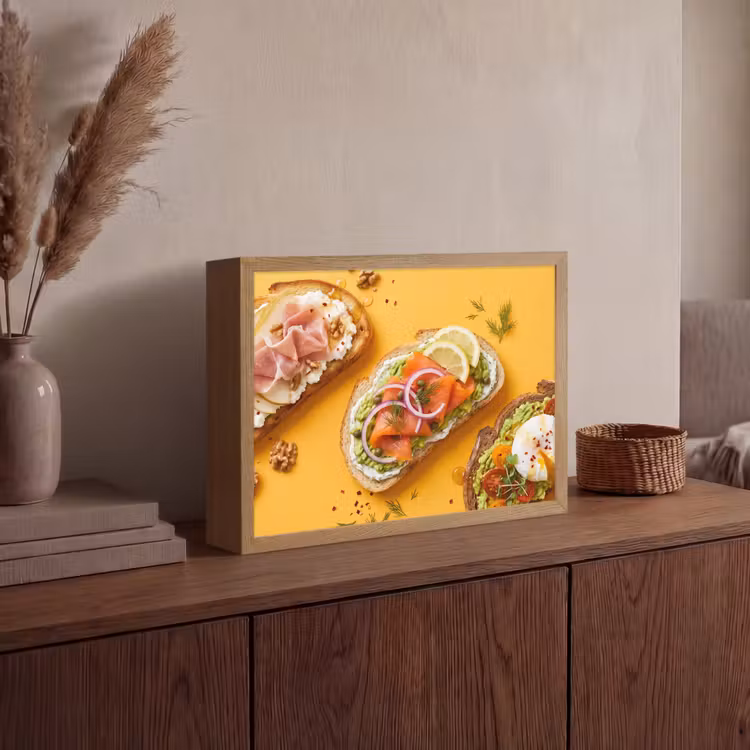 Eten - Brood - Ontbijt - Modern - Kleurrijk Light Box met batterij (Wandlamp) middel -sfeer2