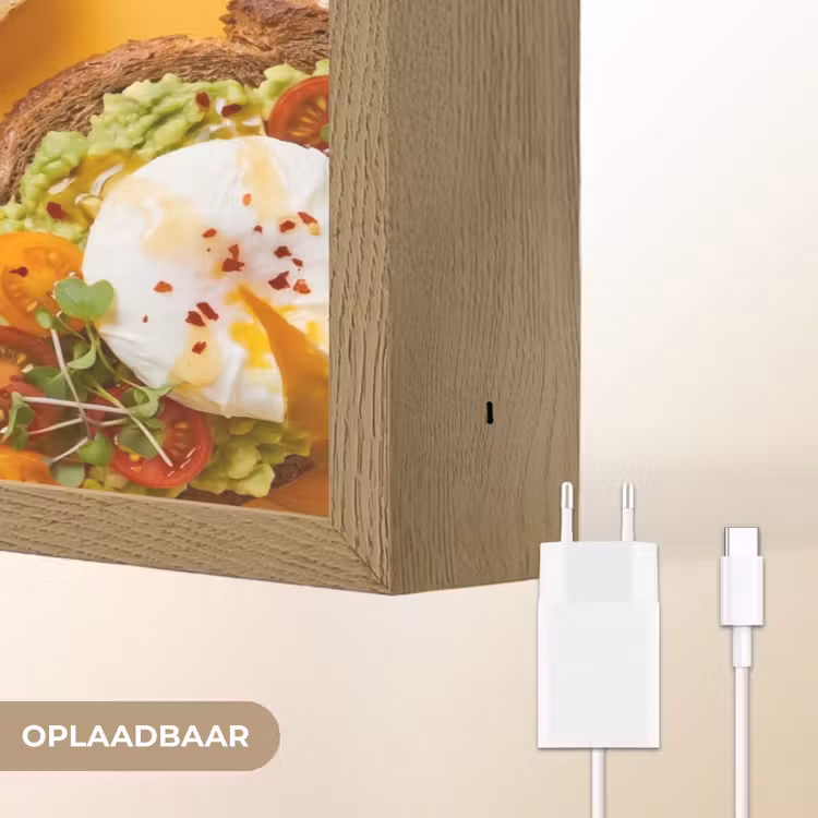 Eten - Brood - Ontbijt - Modern - Kleurrijk Light Box met batterij (Wandlamp) middel -USP_websiteoplaadbaarNL