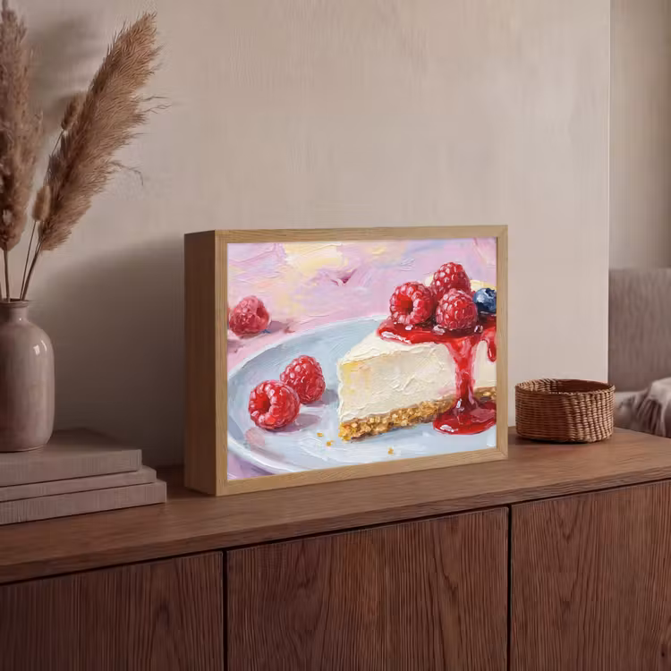 Eten - Cheesecake - Bessen - Abstract - Roze Light Box met batterij (Wandlamp) middel -sfeer2