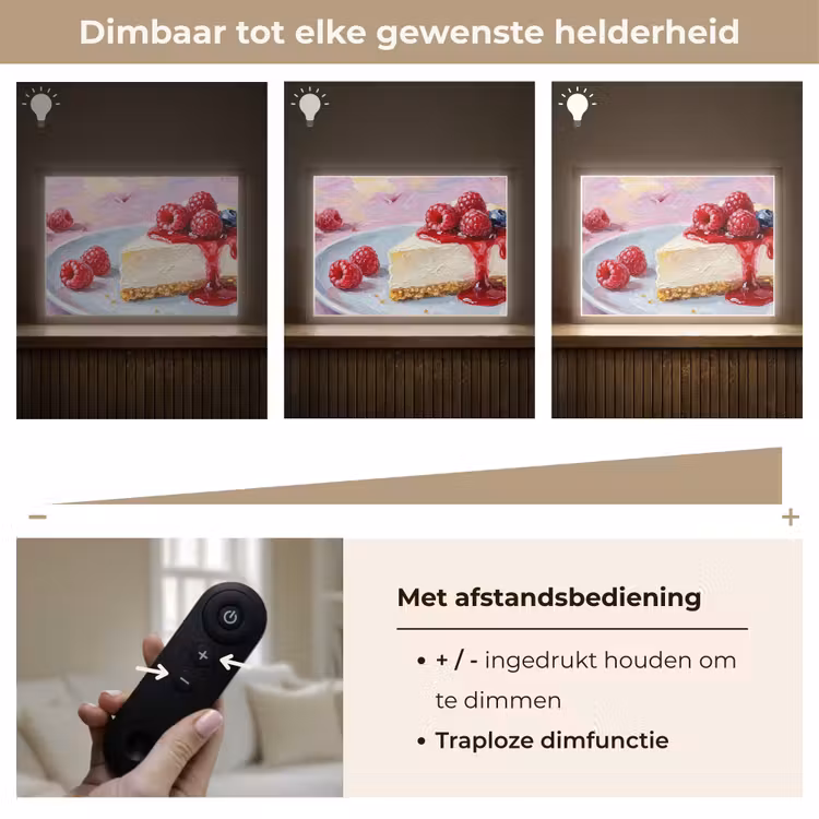 Eten - Cheesecake - Bessen - Abstract - Roze Light Box met batterij (Wandlamp) middel -USP_dimbaarNL