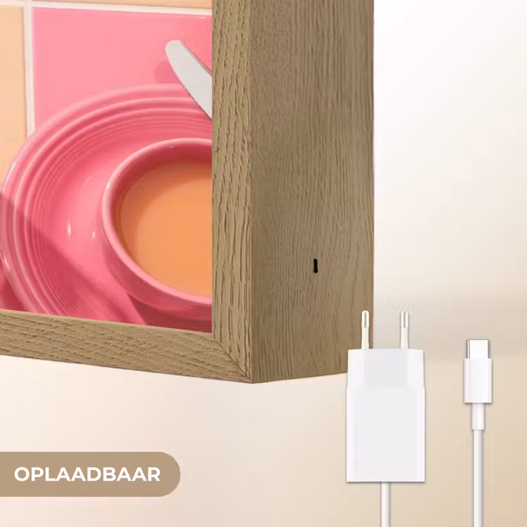 Eten - Citrusvruchten - Stillevens - Roze - Oranje Light Box met batterij (Wandlamp) middel -USP_websiteoplaadbaarNL