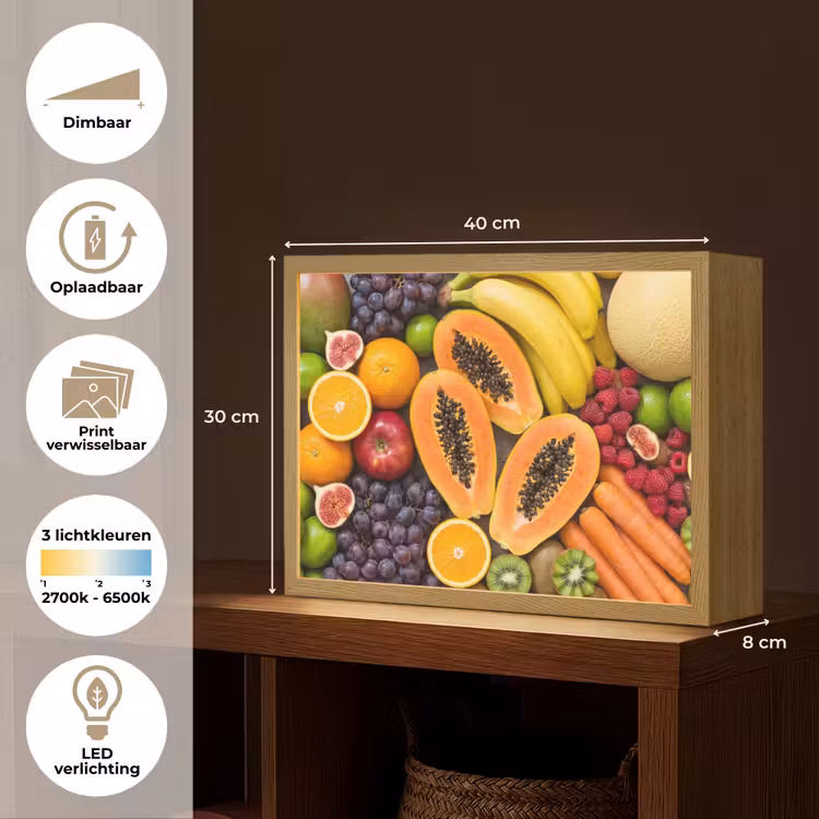 Eten - Fruit - Groenten - Vers - Kleurrijk Light Box met batterij (Wandlamp) middel -USP_websiteoverzichtNL