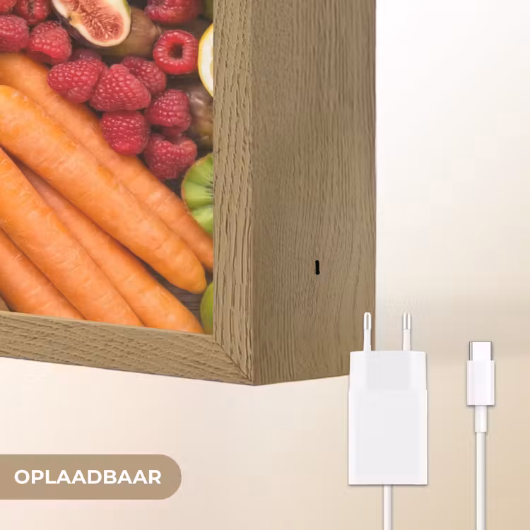 Eten - Fruit - Groenten - Vers - Kleurrijk Light Box met batterij (Wandlamp) middel -USP_websiteoplaadbaarNL