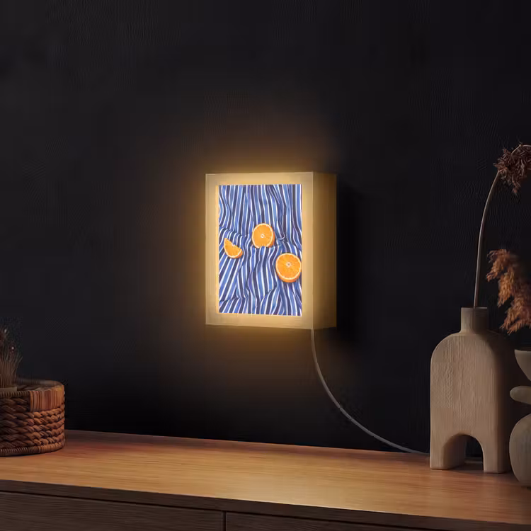 Lightbox - Wandlamp - Eten - Fruit - Oranje - Eten - Fruit - Oranje Light Box met kabel (Wandlamp) klein