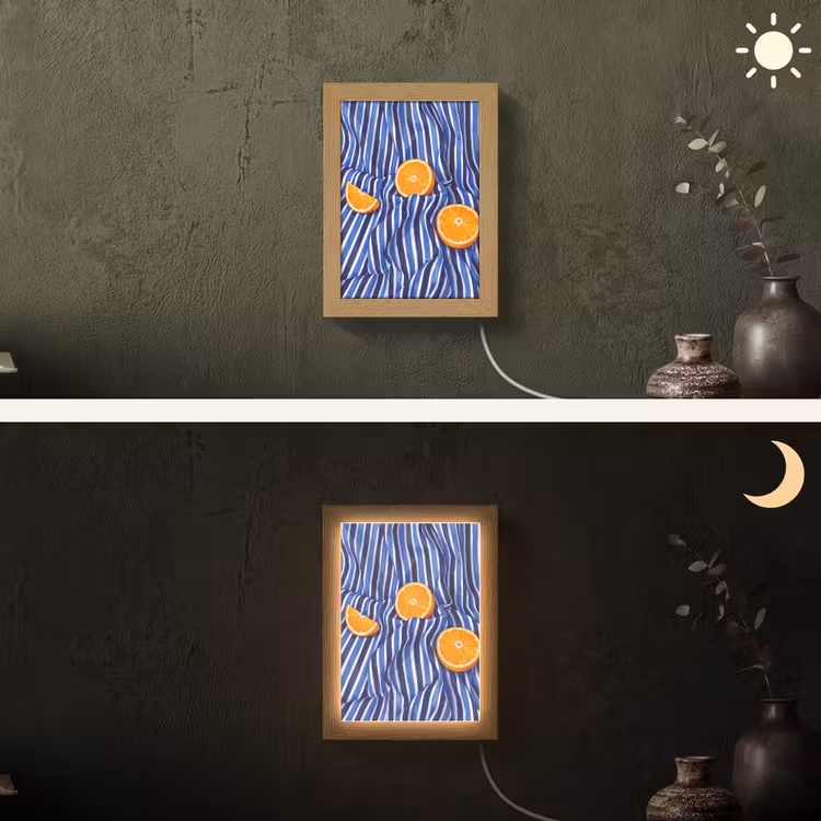 Lightbox - Wandlamp - Eten - Fruit - Oranje - Eten - Fruit - Oranje Light Box met kabel (Wandlamp) klein
