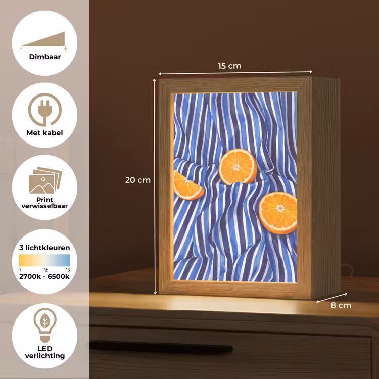 Lightbox - Wandlamp - Eten - Fruit - Oranje - Eten - Fruit - Oranje Light Box met kabel (Wandlamp) klein