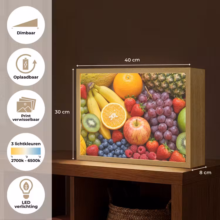 Eten - Fruit - Vers - Kleurrijk - Voeding Light Box met batterij (Wandlamp) middel -USP_websiteoverzichtNL