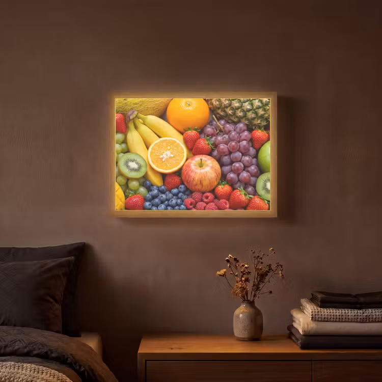 Eten - Fruit - Vers - Kleurrijk - Voeding Light Box met batterij (Wandlamp) middel -sfeer4