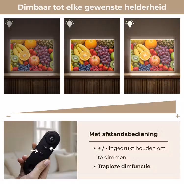 Eten - Fruit - Vers - Kleurrijk - Voeding Light Box met batterij (Wandlamp) middel -USP_dimbaarNL