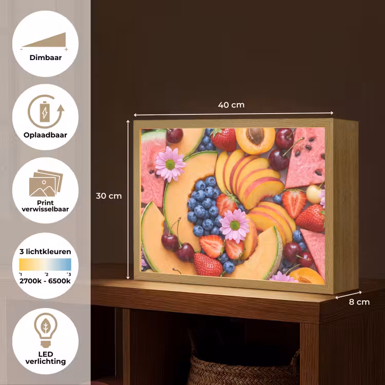 Eten - Fruit - Zomer - Kleurrijk Light Box met batterij (Wandlamp) middel -USP_websiteoverzichtNL