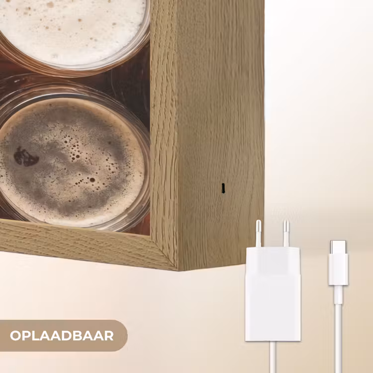 Eten - Glazen - Drank - Patroon - Bruin Light Box met batterij (Wandlamp) middel -USP_websiteoplaadbaarNL