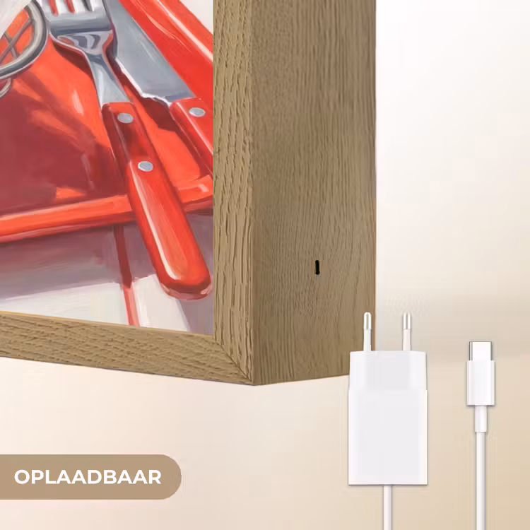Eten - Hotdog - Fastfood - Modern - Rood Light Box met batterij (Wandlamp) middel -USP_websiteoplaadbaarNL