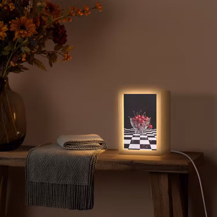 Lightbox - Wandlamp - Eten - Kersen - Rood - Eten - Kersen - Rood Light Box met kabel (Wandlamp) klein