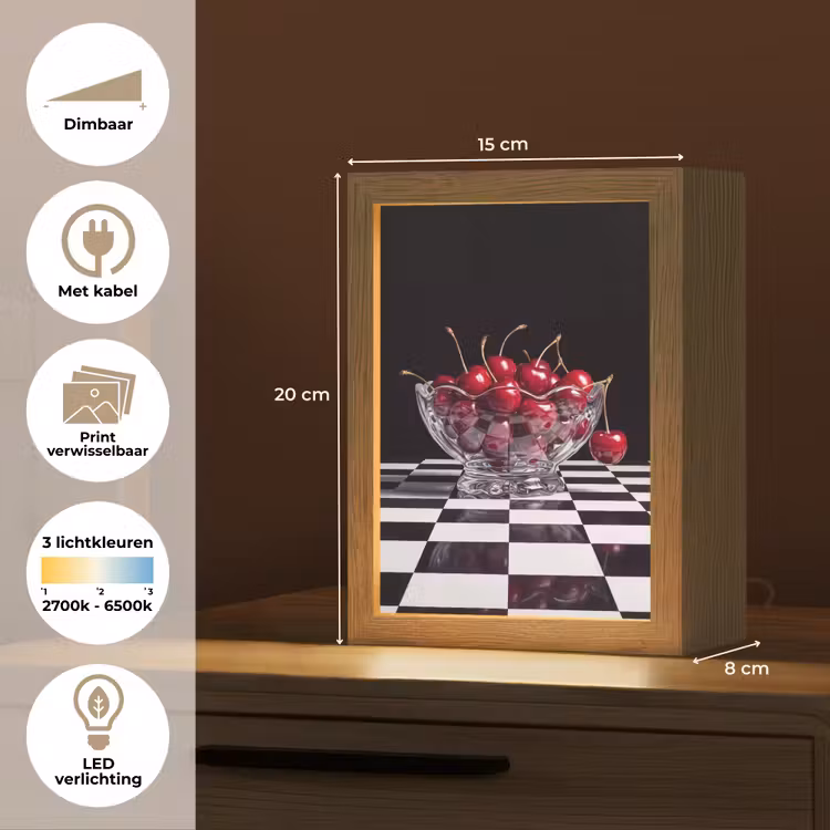 Lightbox - Wandlamp - Eten - Kersen - Rood - Eten - Kersen - Rood Light Box met kabel (Wandlamp) klein