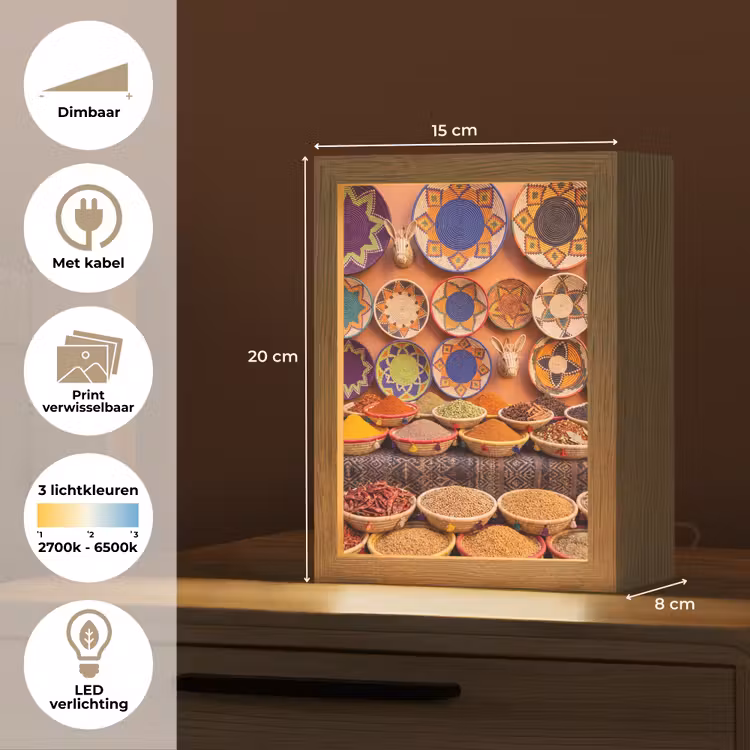 Lightbox - Wandlamp - Eten - Kleurrijk - Cultuur - Eten - Kleurrijk - Cultuur Light Box met kabel (Wandlamp) klein