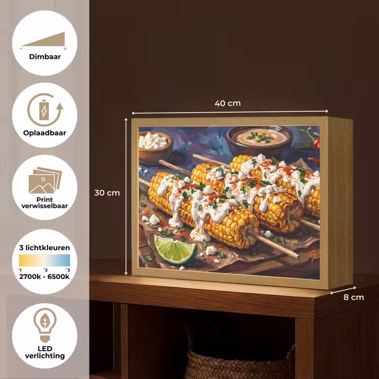 Eten - Maïs - Saus - Geschilderd - Geel Light Box met batterij (Wandlamp) middel -USP_websiteoverzichtNL