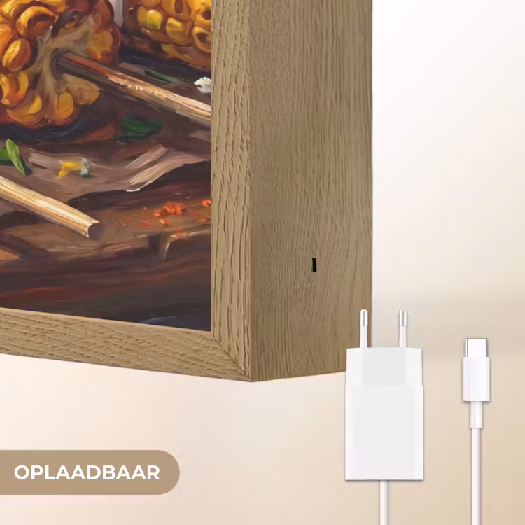 Eten - Maïs - Saus - Geschilderd - Geel Light Box met batterij (Wandlamp) middel -USP_websiteoplaadbaarNL