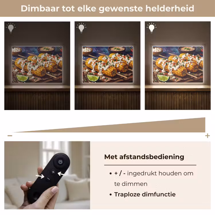 Eten - Maïs - Saus - Geschilderd - Geel Light Box met batterij (Wandlamp) middel -USP_dimbaarNL