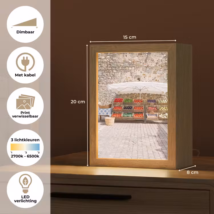 Lightbox - Wandlamp - Eten - Markt - Vers - Eten - Markt - Vers Light Box met kabel (Wandlamp) klein