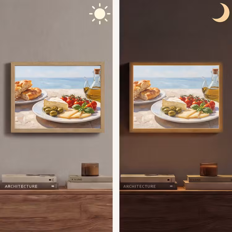 Eten - Middellandse Zee - Natuur - Geschilderd Light Box met batterij (Wandlamp) middel -sfeer3