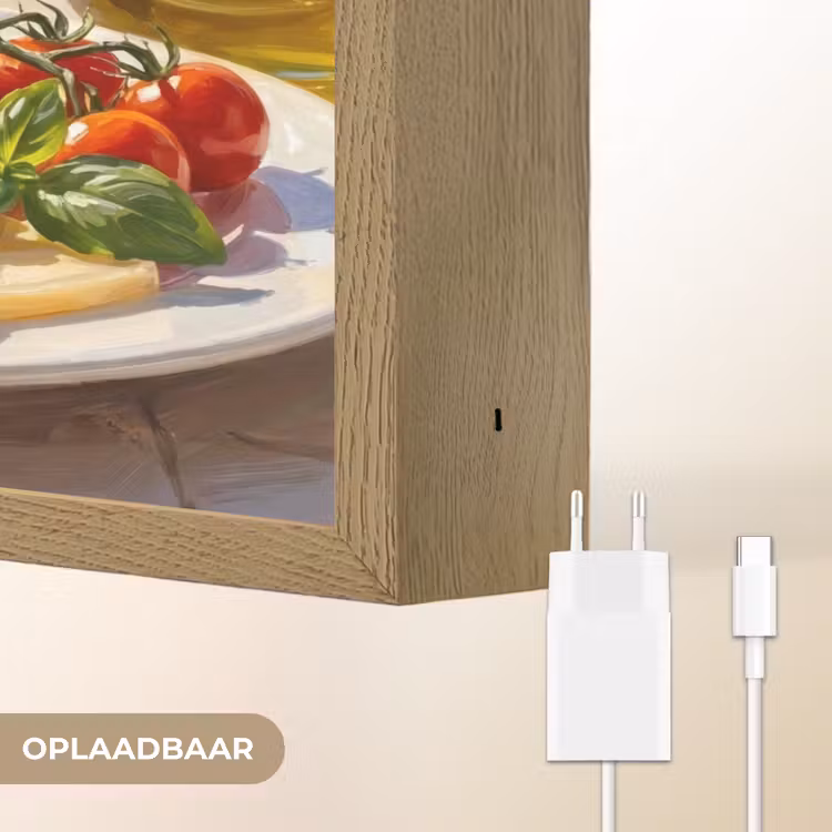 Eten - Middellandse Zee - Natuur - Geschilderd Light Box met batterij (Wandlamp) middel -USP_websiteoplaadbaarNL