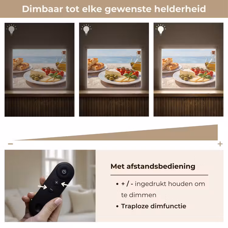 Eten - Middellandse Zee - Natuur - Geschilderd Light Box met batterij (Wandlamp) middel -USP_dimbaarNL