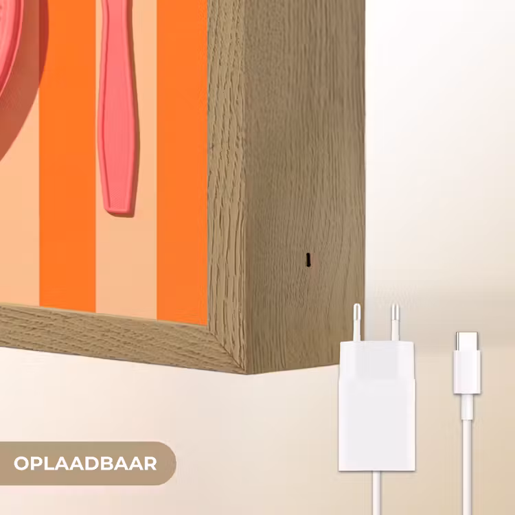 Eten - Oester - Zeevruchten - Oranje - Modern Light Box met batterij (Wandlamp) middel -USP_websiteoplaadbaarNL
