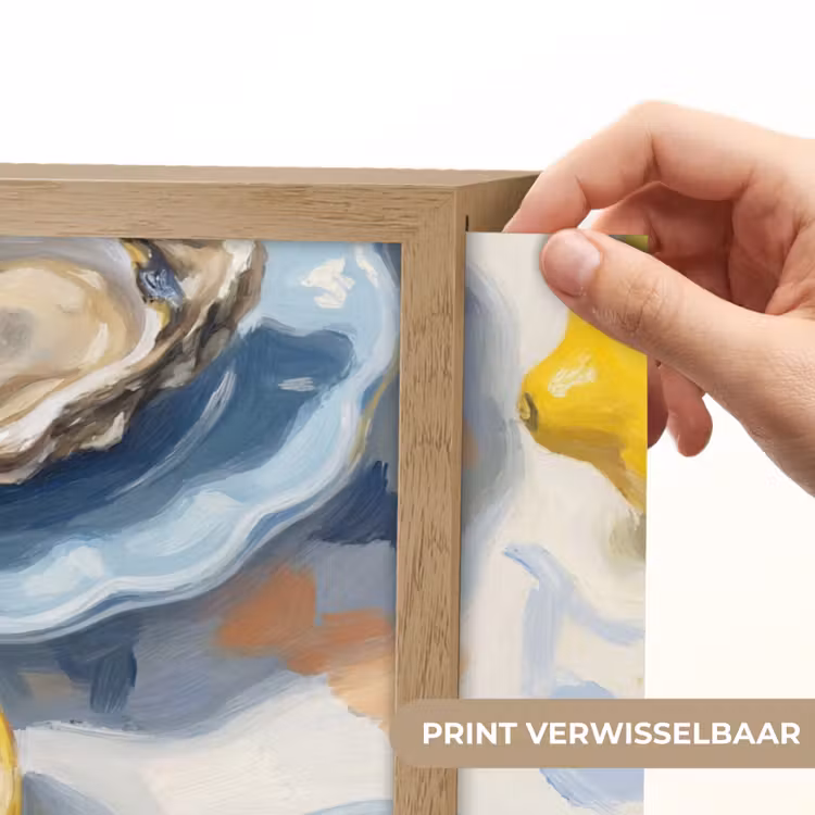 Eten - Oesters - Citroenen - Modern - Geel Light Box met batterij (Wandlamp) middel -USP_websiteprintNL