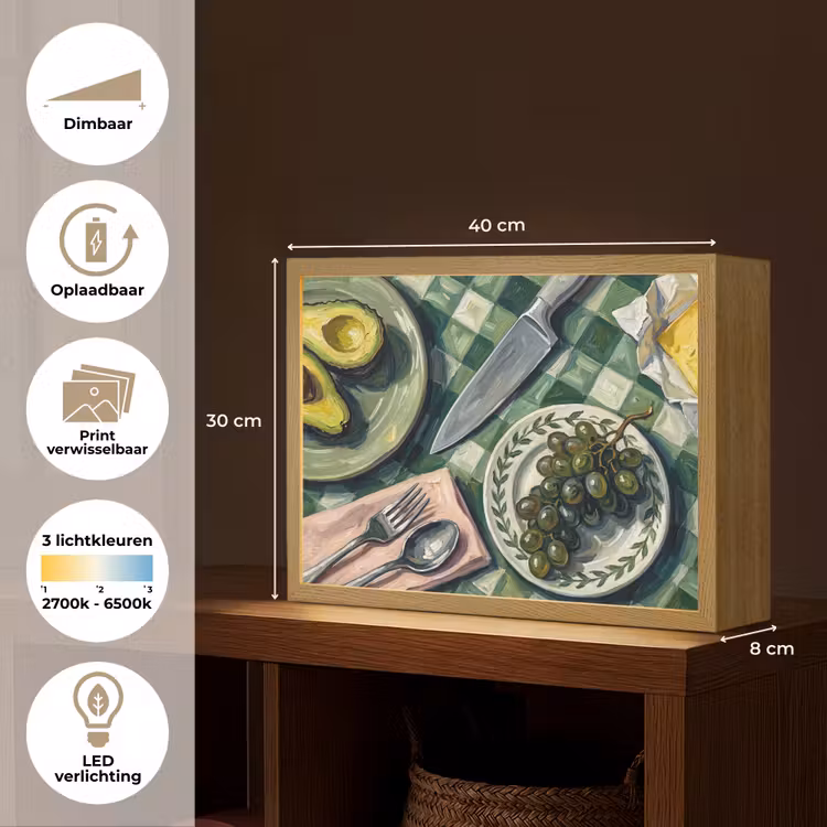 Eten - Ontbijt - Tafel - Modern - Groen Light Box met batterij (Wandlamp) middel -USP_websiteoverzichtNL