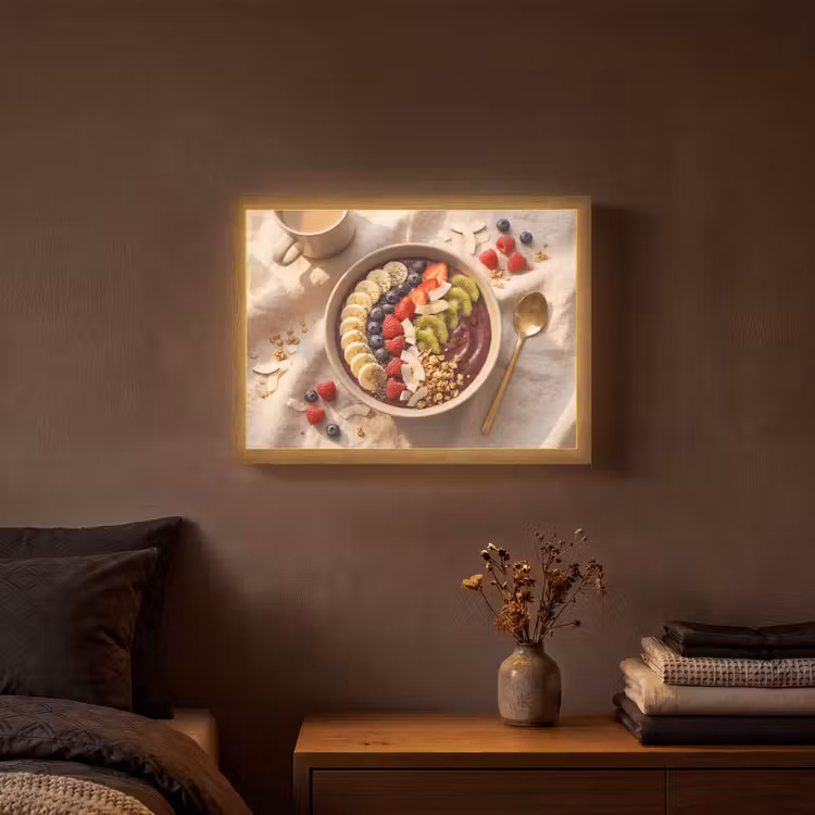 Eten - Ontbijtkom - Fruit - Gezond - Kleurrijk Light Box met batterij (Wandlamp) middel -sfeer4