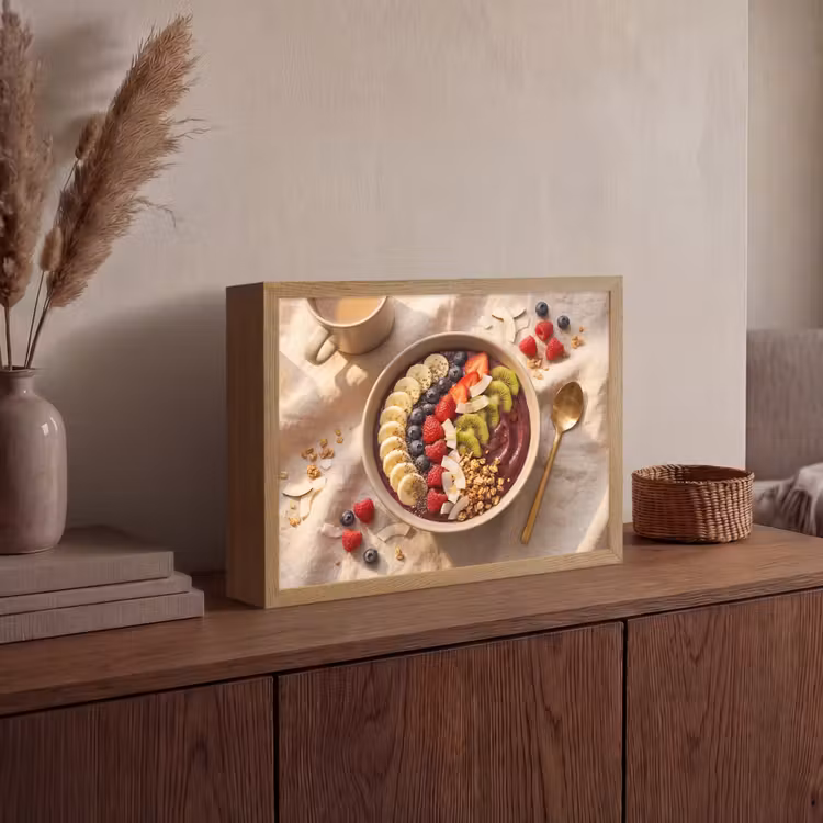 Eten - Ontbijtkom - Fruit - Gezond - Kleurrijk Light Box met batterij (Wandlamp) middel -sfeer2