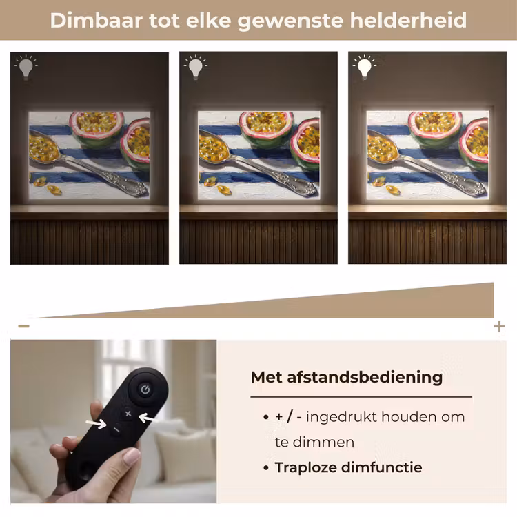 Eten - Passievrucht - Tropisch - Modern - Kleurrijk Light Box met batterij (Wandlamp) middel -USP_dimbaarNL