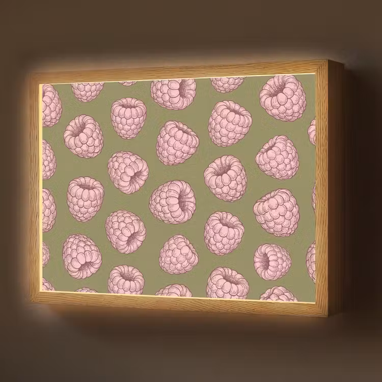 Eten - Patroon - Illustratie - Roze - Groen Light Box met batterij (Wandlamp) middel -z3d_website