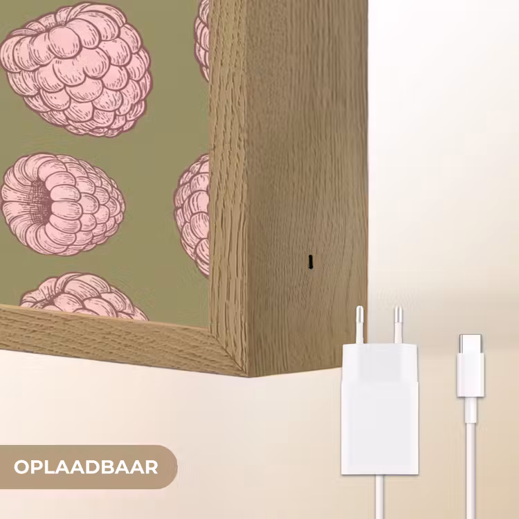 Eten - Patroon - Illustratie - Roze - Groen Light Box met batterij (Wandlamp) middel -USP_websiteoplaadbaarNL