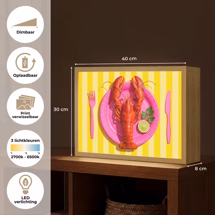 Eten - Roze - Geel - Modern - Culinaire Light Box met batterij (Wandlamp) middel -USP_websiteoverzichtNL