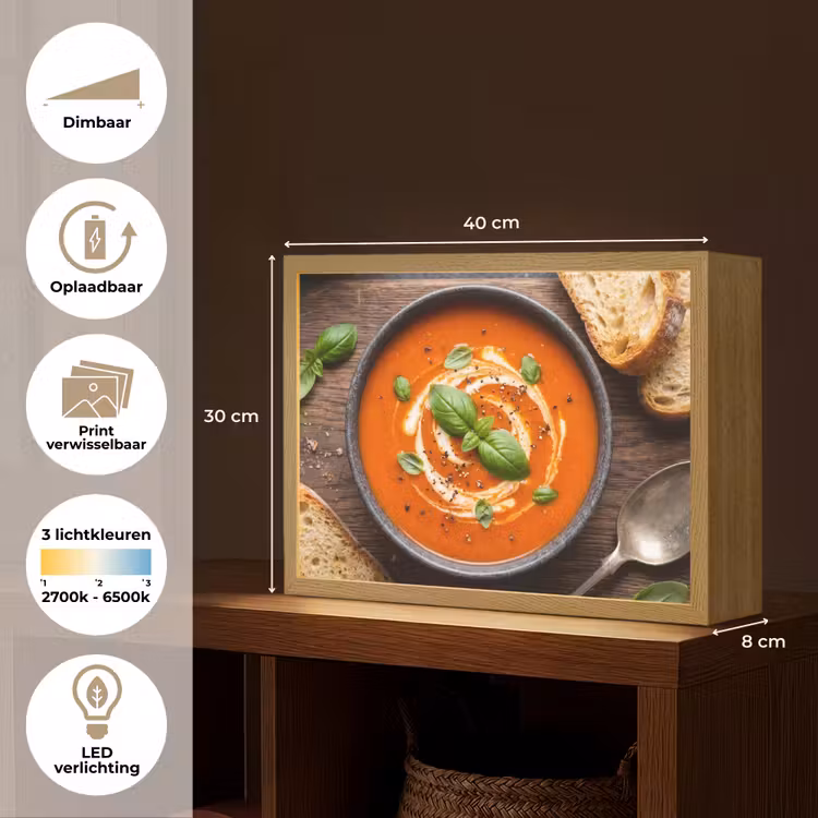 Eten - Soep - Basilicum - Rustiek - Rood Light Box met batterij (Wandlamp) middel -USP_websiteoverzichtNL