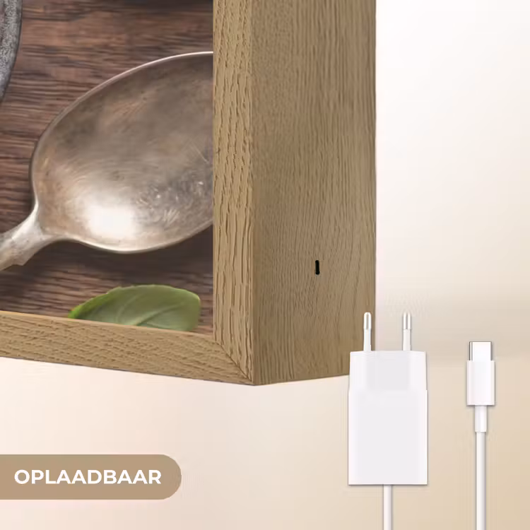 Eten - Soep - Basilicum - Rustiek - Rood Light Box met batterij (Wandlamp) middel -USP_websiteoplaadbaarNL